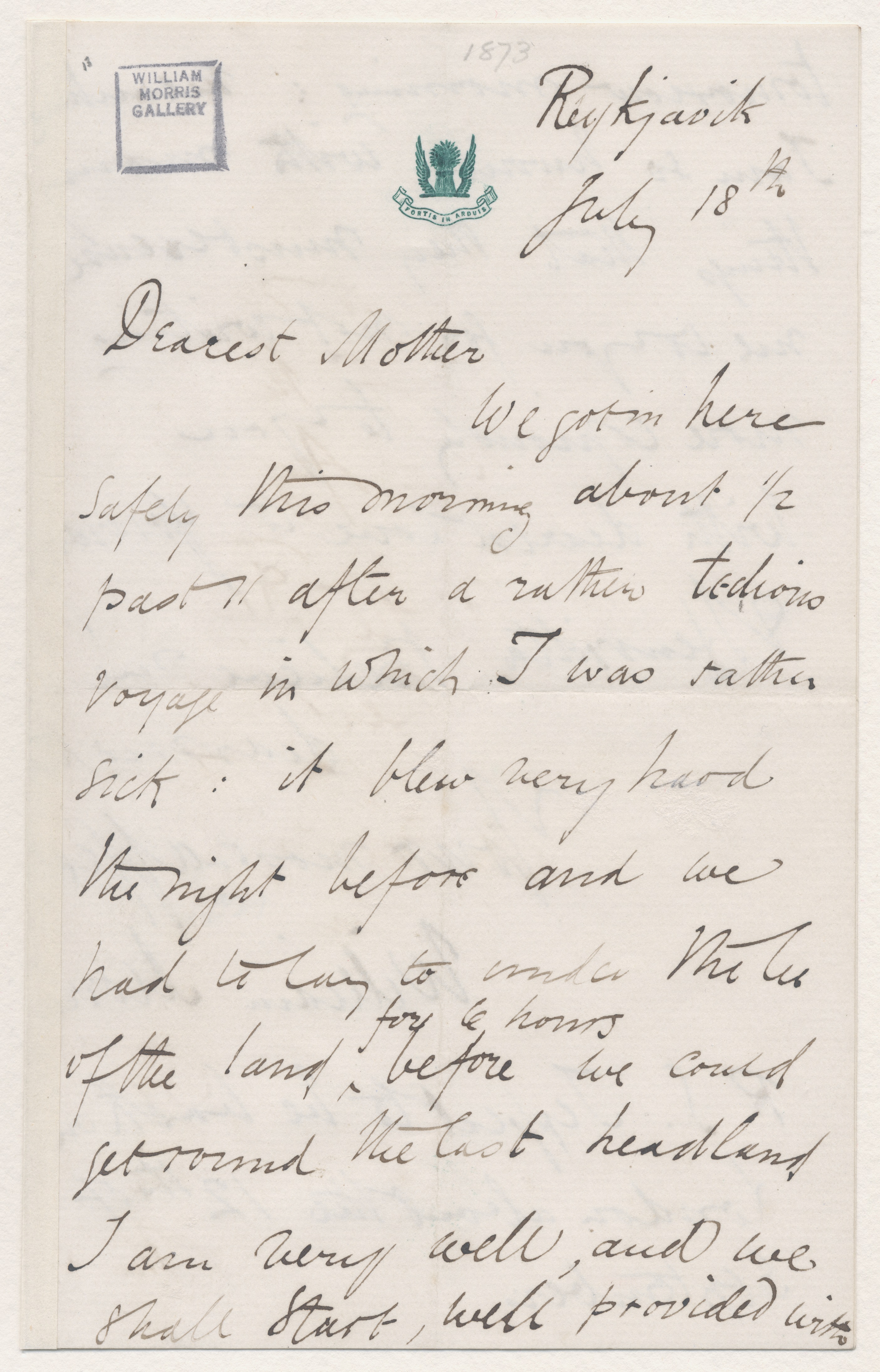 Letter from William Morris to Mrs Morris - William Morris Gallery